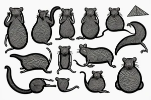 geometric rat collapsing like stone tattoo idea