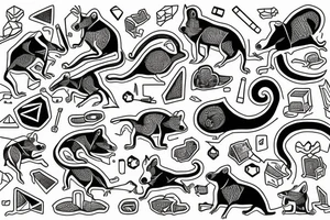 geometric rat collapsing like stone tattoo idea