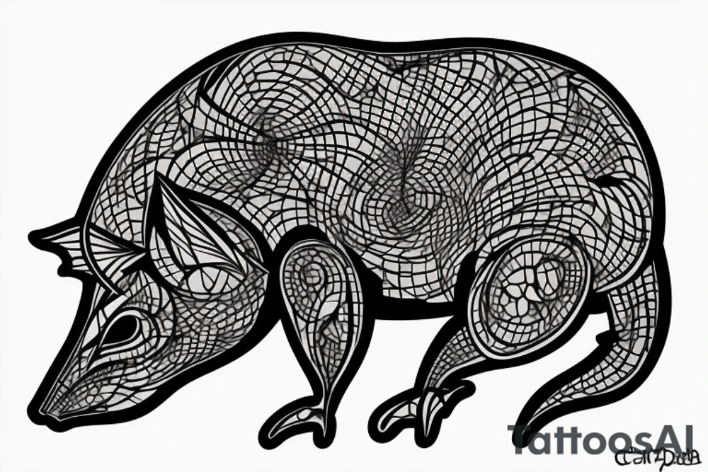 geometric rat collapsing like stone tattoo idea