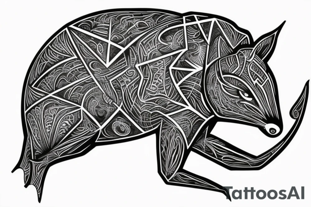 geometric rat collapsing like stone tattoo idea
