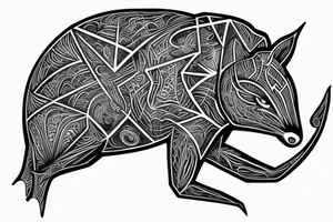 geometric rat collapsing like stone tattoo idea
