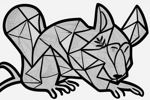 geometric rat collapsing like stone tattoo idea