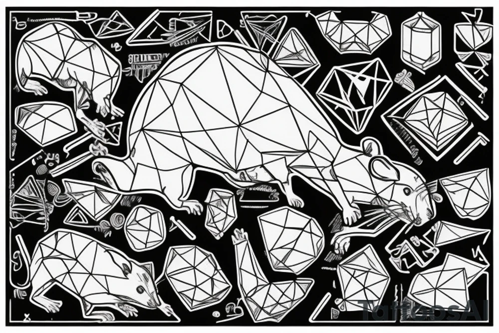 geometric rat collapsing like stone tattoo idea