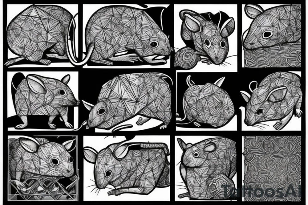 geometric rat collapsing like stone tattoo idea