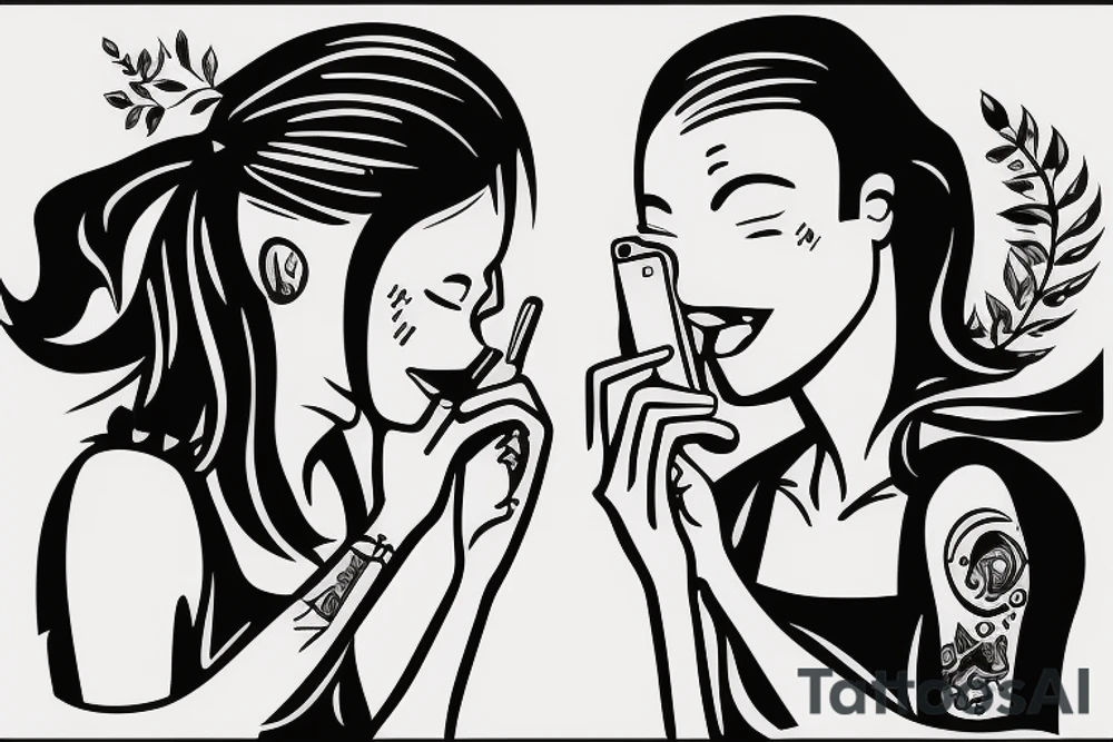 2 people talking on the phone tattoo idea