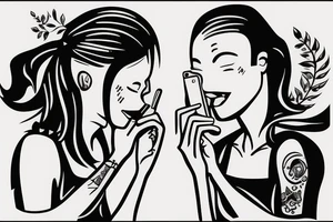 2 people talking on the phone tattoo idea