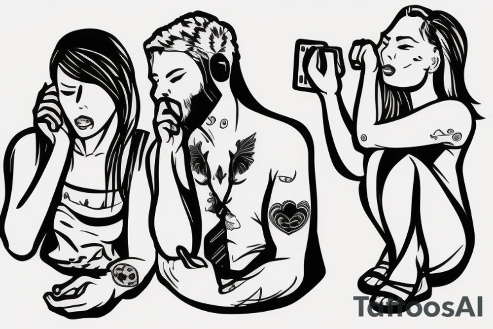 2 people talking on the phone tattoo idea