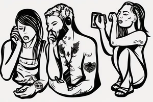 2 people talking on the phone tattoo idea
