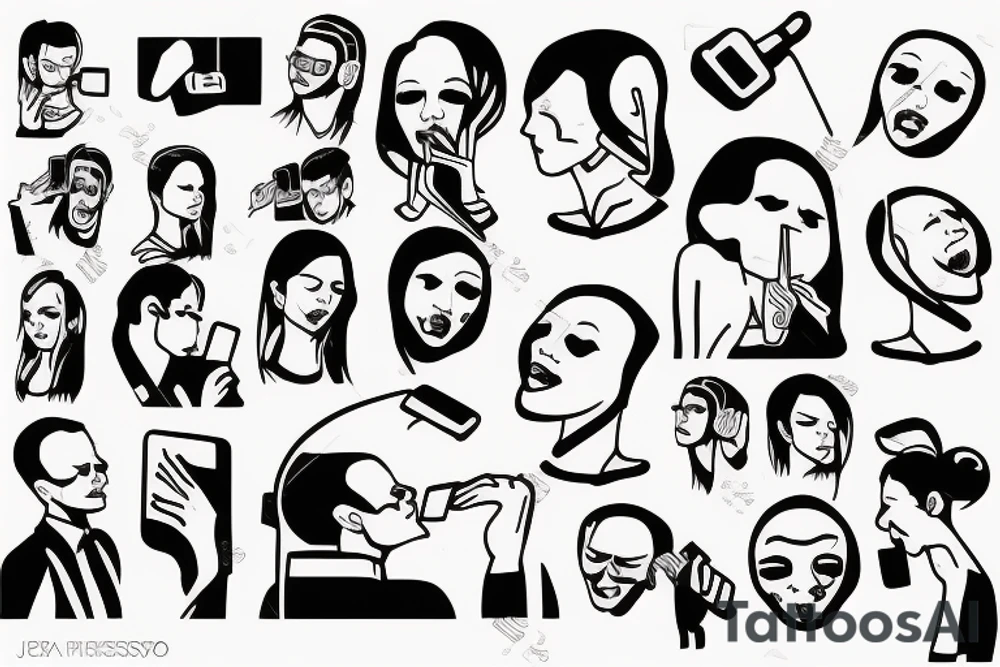 2 people talking on the phone tattoo idea