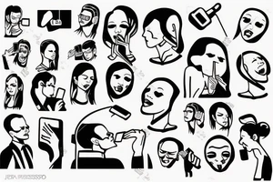 2 people talking on the phone tattoo idea