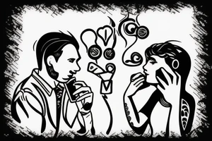 2 people talking on the phone tattoo idea