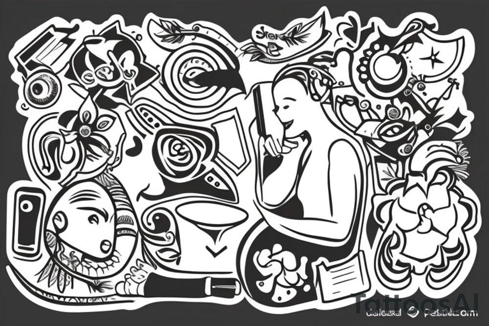 2 people talking on the phone tattoo idea