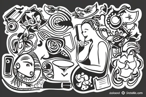 2 people talking on the phone tattoo idea