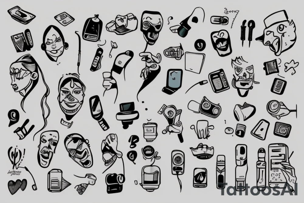 2 people talking on the phone tattoo idea