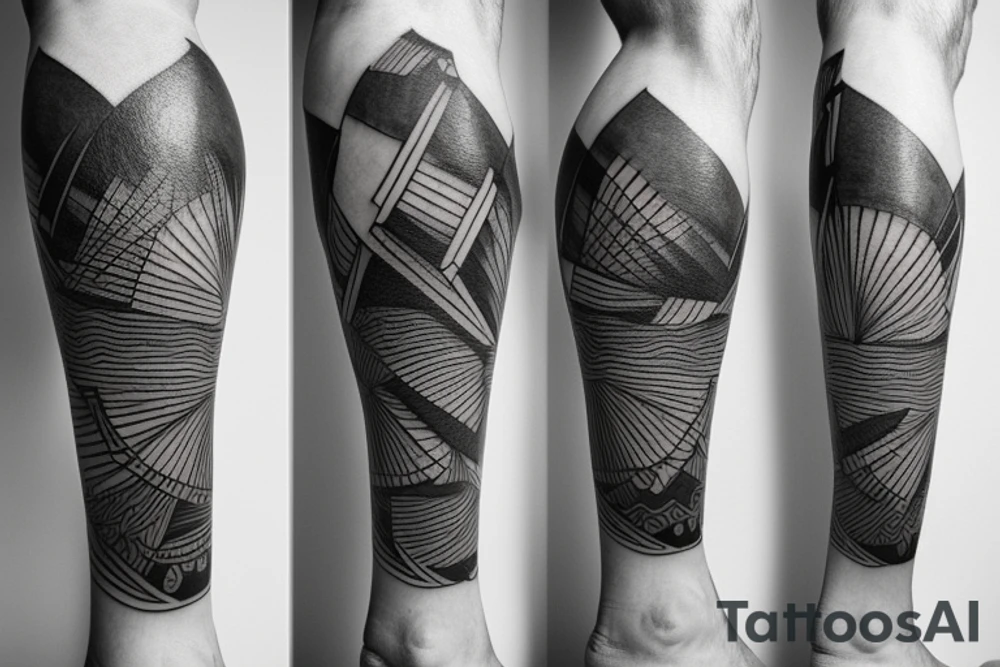 snowboard, fine line tattoo on leg tattoo idea
