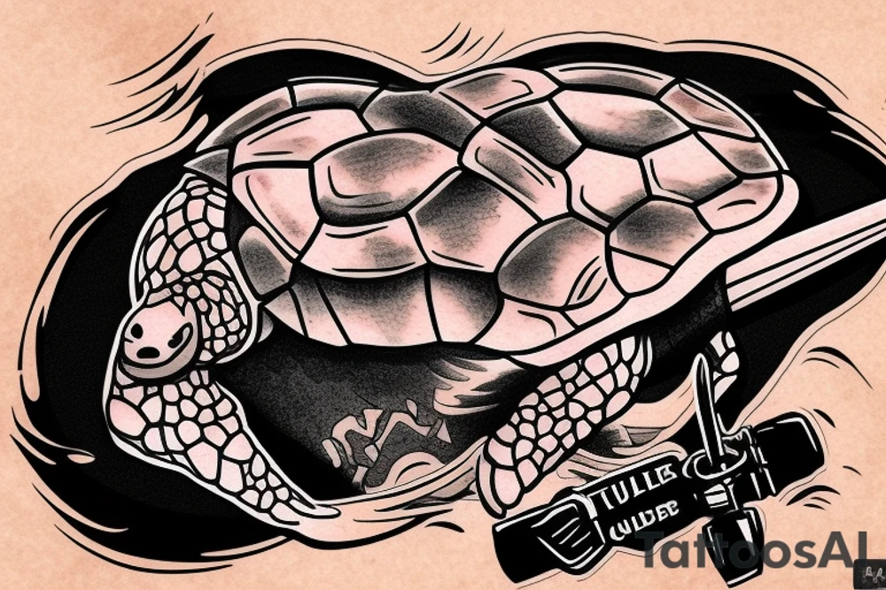 turtle soldier with knife and gun tattoo idea