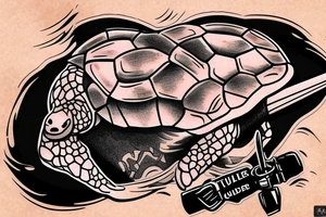 turtle soldier with knife and gun tattoo idea