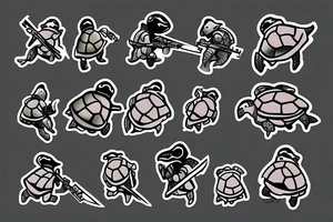 turtle soldier with knife and gun tattoo idea