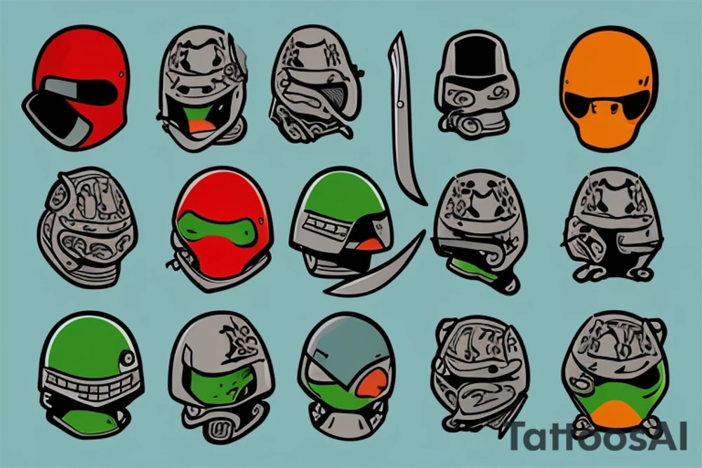 turtle rebel soldier with helmet and knife tattoo idea