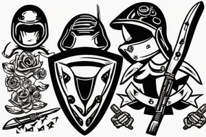 turtle rebel soldier with helmet and knife tattoo idea