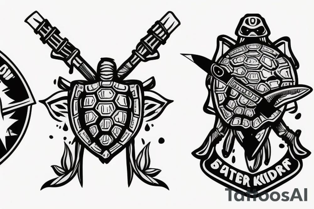 soldier turtle with helmet and knife tattoo idea
