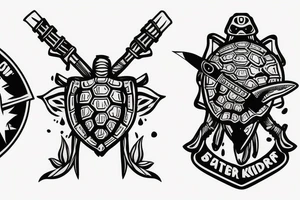 soldier turtle with helmet and knife tattoo idea