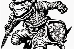 soldier turtle with helmet and knife tattoo idea