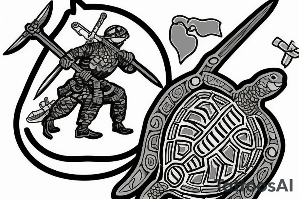 soldier turtle with sword tattoo idea