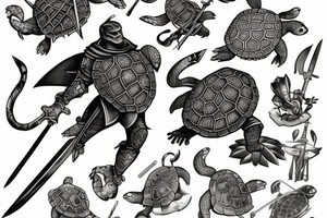 turtle knight with sword tattoo idea