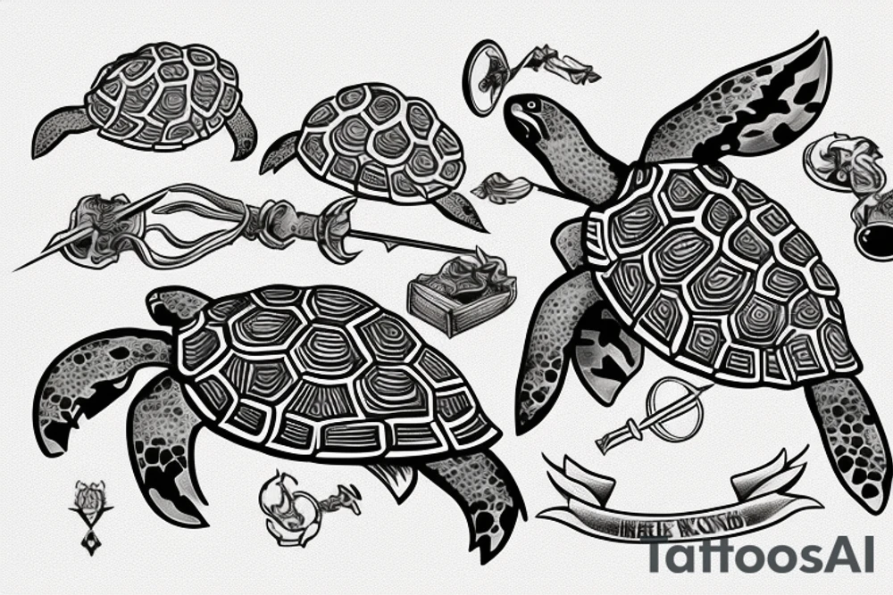 turtle knight with sword tattoo idea