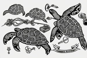 turtle knight with sword tattoo idea