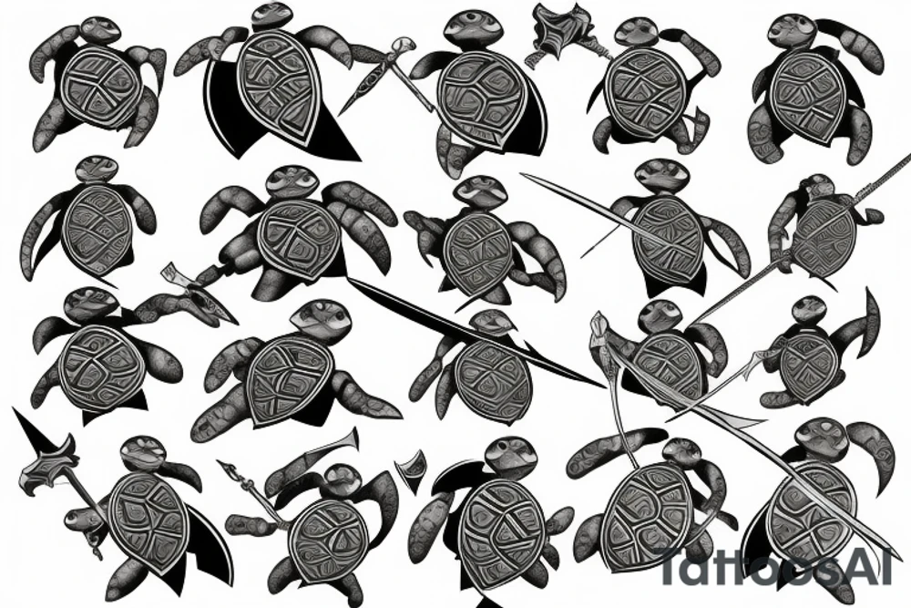 turtle knight with sword tattoo idea