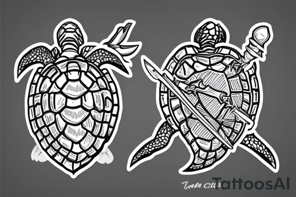 turtle knight with sword tattoo idea