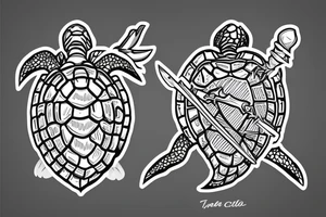 turtle knight with sword tattoo idea