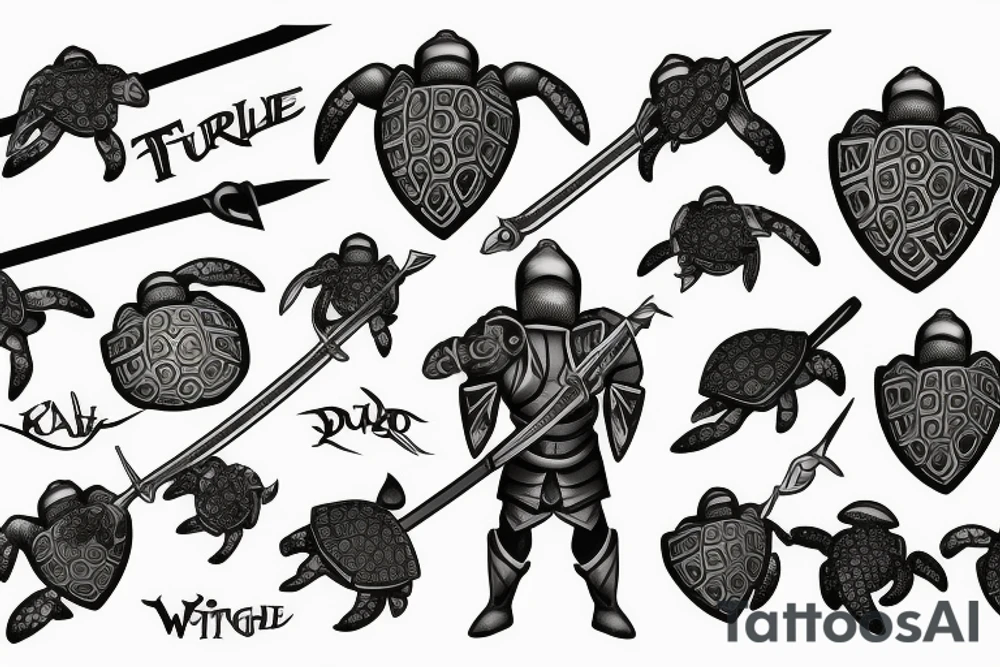 turtle knight with sword tattoo idea