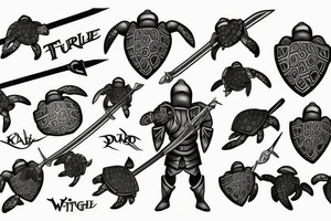 turtle knight with sword tattoo idea