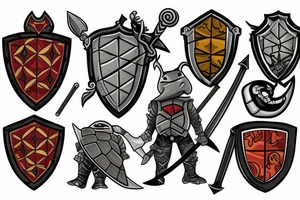 turtle knight with sword tattoo idea