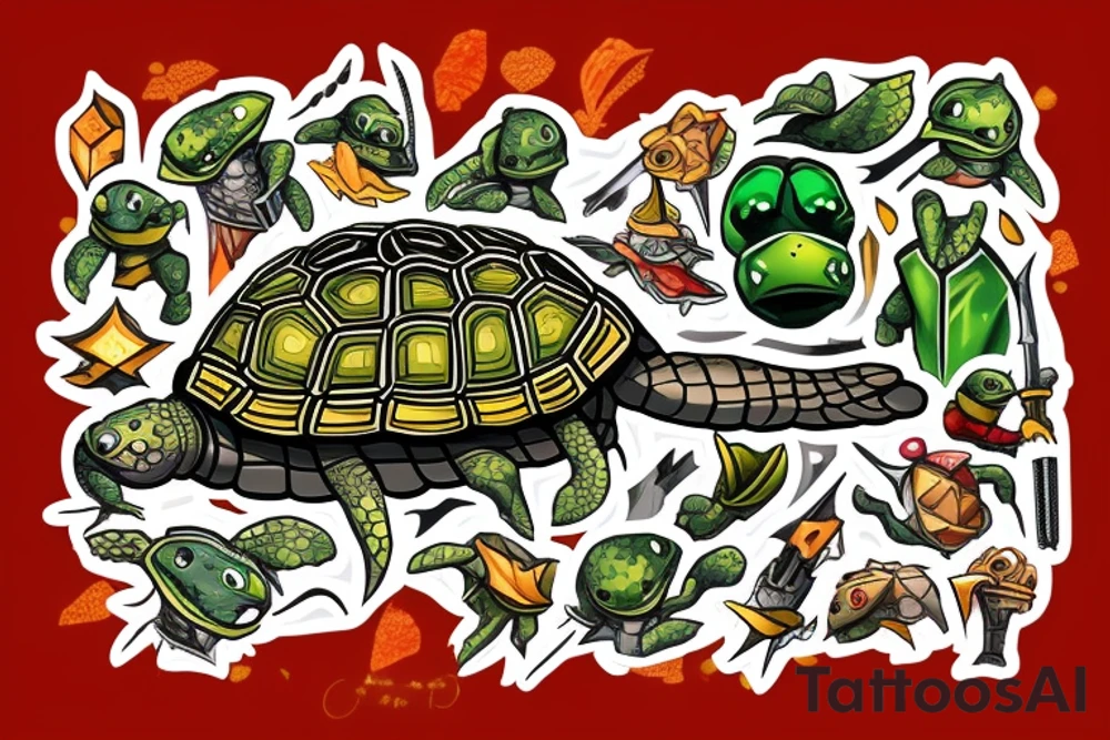 turtle knight with sword tattoo idea