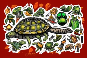 turtle knight with sword tattoo idea