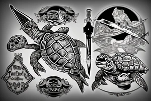 turtle knight with sword tattoo idea