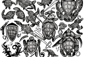 knight with turtle theme tattoo idea