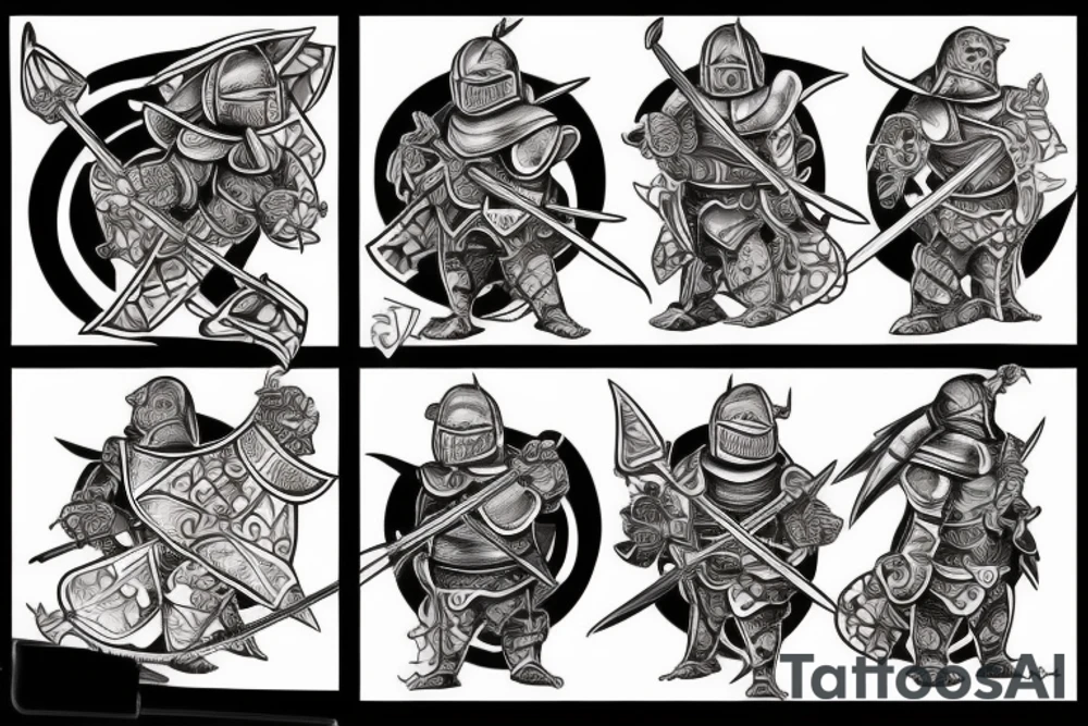 Feudal turtle knight tattoo idea