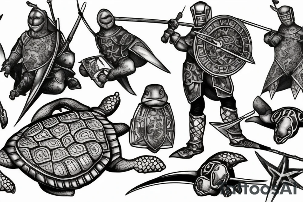 Feudal turtle knight tattoo idea