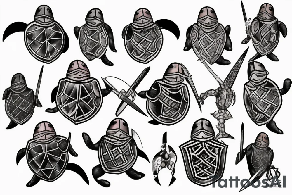 Feudal turtle knight tattoo idea