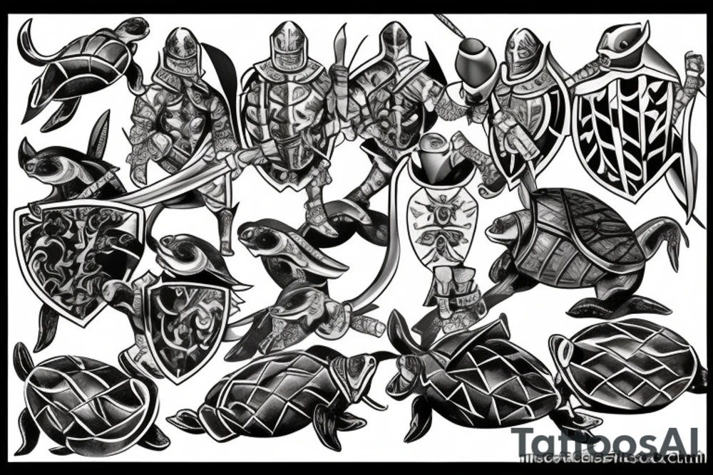 Feudal turtle knight tattoo idea