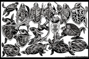 Feudal turtle knight tattoo idea