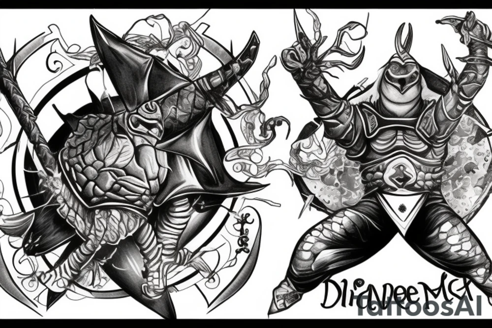 Midevil turtle knight tattoo idea