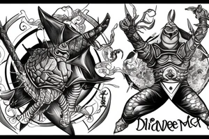 Midevil turtle knight tattoo idea
