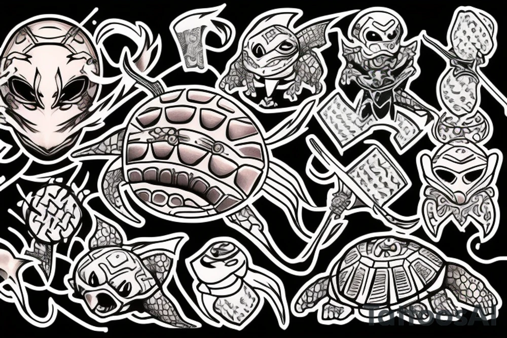 Midevil turtle knight tattoo idea