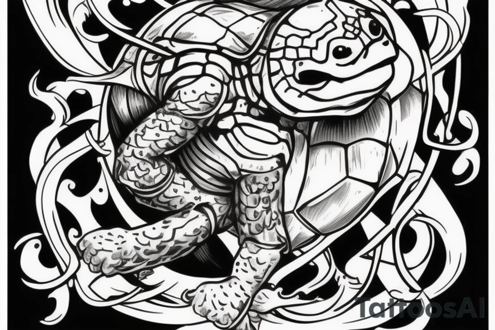Midevil turtle knight tattoo idea